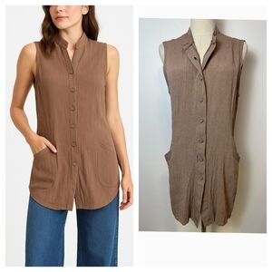 Vintage Le Château Sleeveless Button Front Tunic Vest